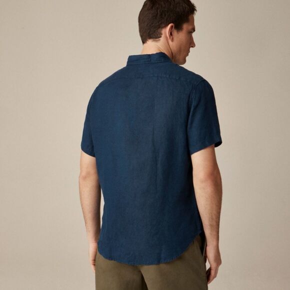 J Crew Shirt M Linen Blue - Picture 4 of 12